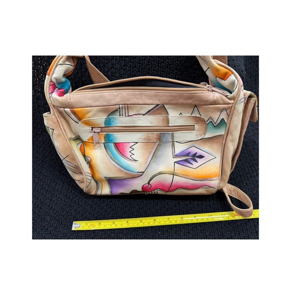 Colorful Abstract Hand Painted Leather Bag - Picture 10 of 11